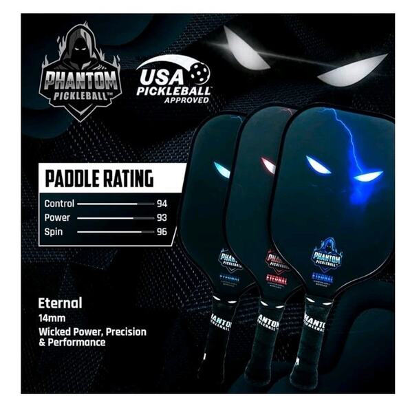 PHANTOM Pickleball Paddle ETERNAL RED 14mm Racket T700 Carbon Fiber USA Appoved - Picture 5 of 6